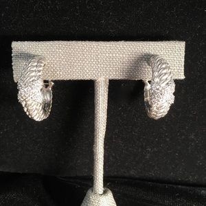 Retired Judith Ripka Diamonique Criss Cross Hoop Earrings